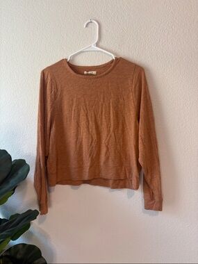 Madewell Everyday Crewneck long sleeve top in burnt orange Large
